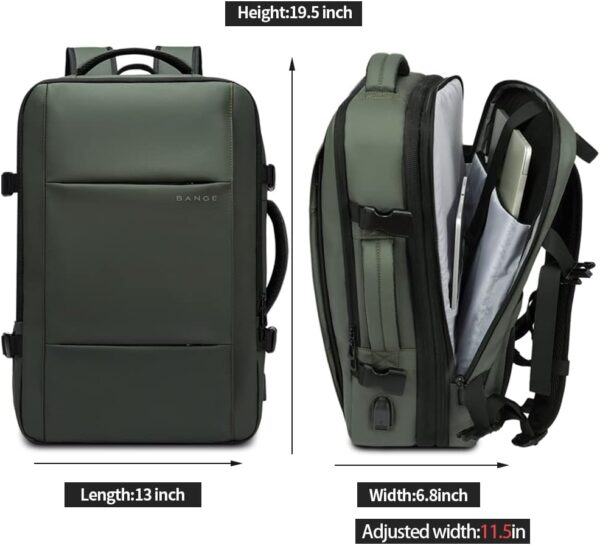 BANGE Carry-on Backpack, 45L Expandable Travel Backpacks,Weekend Backpack Briefcase,Waterproof Laptop Backpack Fits For 17.3” Laptop - Image 6