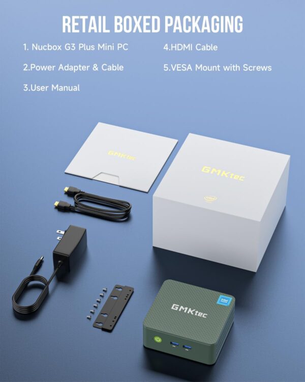 GMKtec Mini PC, Intel Twin Lake N150 (Upgraded N100), 16GB DDR4 RAM 512GB PCIe M.2 SSD, Desktop Computer 4K Dual HDMI/USB3.2/WiFi 6/BT5.2/2.5GbE RJ45 for Office, Business - Image 10