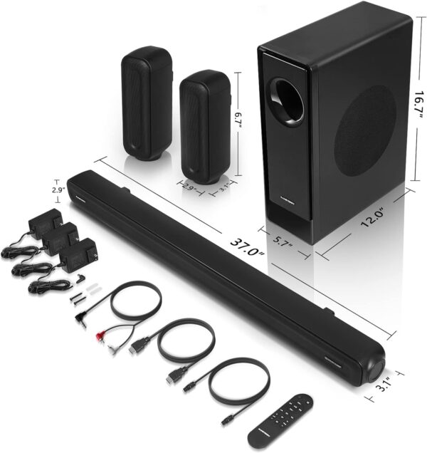 5.1 CH Surround Sound Bar with Dolby Audio, Sound Bars for TV, Wireless Subwoofer & Rear Speaker, Dolby Digital Plus, Bluetooth 5.3, Surround Sound System for Home Theater, 4K & HD TVs| HDMI & Optical - Image 10
