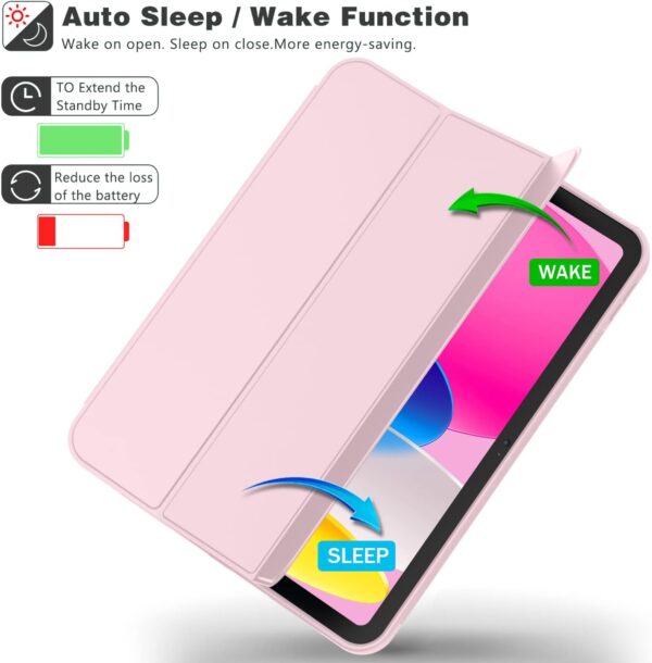 New iPad (A16) 11th Generation Case 11 Inch 2025, iPad 10th Generation Case 2022 10.9 Inch with Pencil Holder, Trifold Stand Smart Cover with Soft TPU Back,Auto Wake/Sleep(Pink) - Image 5