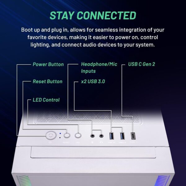 Skytech Shiva Gaming PC Desktop, Ryzen 7 7700X 4.5 GHz (5.4GHz Turbo), NVIDIA RTX 4060 8GB, 2TB NVMe SSD, 16GB DDR5 RAM 5200, 650W Gold PSU, 360mm ARGB AIO, Wi-Fi, Win 11 - Image 7