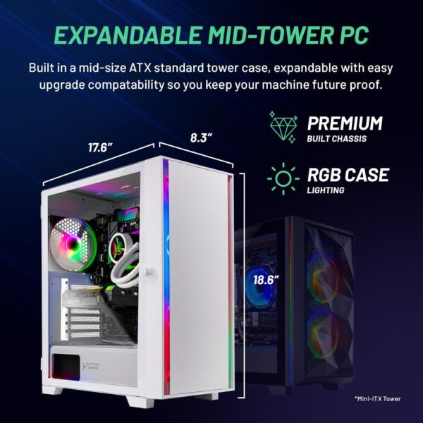 Skytech Shiva Gaming PC Desktop, Ryzen 7 7700X 4.5 GHz (5.4GHz Turbo), NVIDIA RTX 4060 8GB, 2TB NVMe SSD, 16GB DDR5 RAM 5200, 650W Gold PSU, 360mm ARGB AIO, Wi-Fi, Win 11 - Image 10