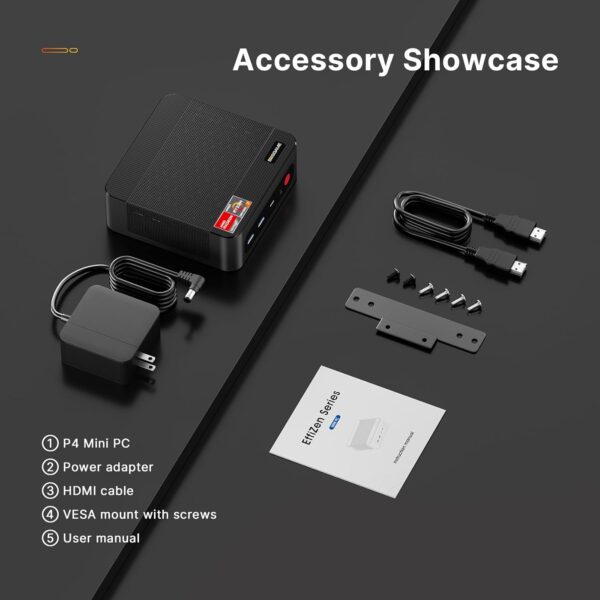 P4 Mini PC, AMD Ryzen 7 5700U, 32GB DDR4 RAM 1TB PCIe 3.0 SSD,Small Gaming Computer Supports 4K Triple Display,Dual LAN 2.5GbE,WiFi6E,BT5.2 - Image 7
