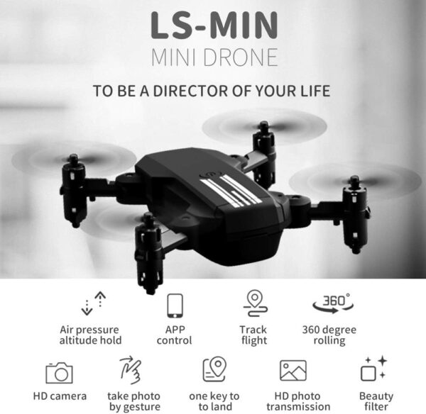 Mini Drone for Kids and Adults, GoolRC LS-MIN RC Quadcopter with 1080P Camera, 360° Flip, Gesture Photo/Video, Track Flight, Altitude Hold, Headless Mode, Include Carry Bag and 3 Batteries (Black) - Image 4