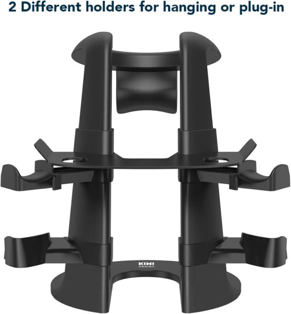 KIWI design VR Stand Compatible with Quest 2/Rift S/GO/HTC Vive/Vive Pro/Valve Index VR Headset and Touch Controllers (Black) - Image 3