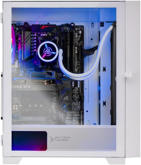 Skytech Shiva Gaming PC Desktop, Ryzen 7 7700X 4.5 GHz (5.4GHz Turbo), NVIDIA RTX 4060 8GB, 2TB NVMe SSD, 16GB DDR5 RAM 5200, 650W Gold PSU, 360mm ARGB AIO, Wi-Fi, Win 11 - Image 3