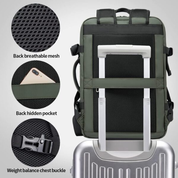 BANGE Carry-on Backpack, 45L Expandable Travel Backpacks,Weekend Backpack Briefcase,Waterproof Laptop Backpack Fits For 17.3” Laptop - Image 7