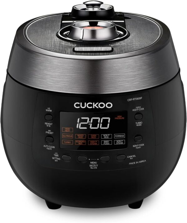 CUCKOO CRP-RT0609FB 6-Cup (Uncooked) / 12-Cup (Cooked) Twin Pressure Rice Cooker & Warmer with Nonstick Inner Pot, 14 Menu Options, Safe Steam Release, 3 Voice Guide, Auto Clean (Black) - Image 2