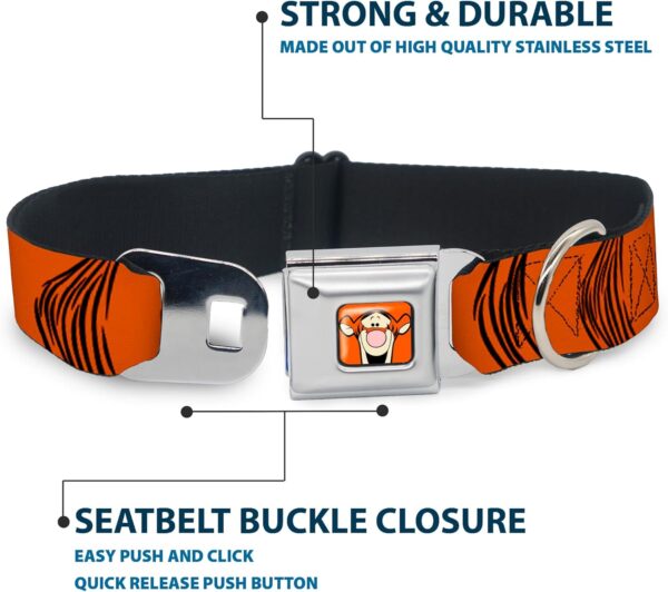 Buckle-Down Seatbelt Buckle Dog Collar - Tigger Stripes Orange/Black - 1" Wide - Fits 15-26" Neck - Large - Image 5