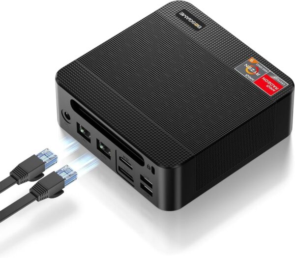 P4 Mini PC, AMD Ryzen 7 5700U, 32GB DDR4 RAM 1TB PCIe 3.0 SSD,Small Gaming Computer Supports 4K Triple Display,Dual LAN 2.5GbE,WiFi6E,BT5.2 - Image 2