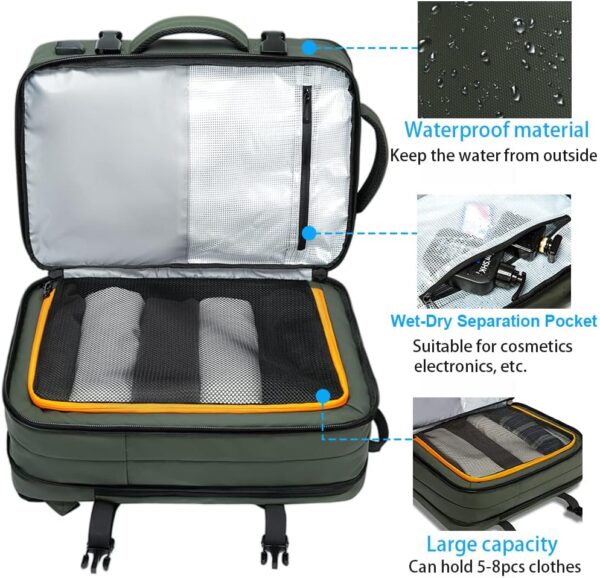 BANGE Carry-on Backpack, 45L Expandable Travel Backpacks,Weekend Backpack Briefcase,Waterproof Laptop Backpack Fits For 17.3” Laptop - Image 4