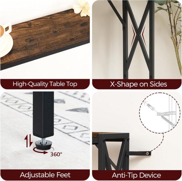2 Pack Narrow Sofa Table with Charging Station, 39.4" L x 5.9" W x 29" H, Skinny Console Table, Long Entryway Hallway Couch Table with Power Outlets, Rustic Brown CTHR151E01S2 - Image 8