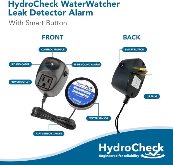 Water Sensor Alarm, Smart Water Leak Detector for Home & Basements | Made in The USA | Automatic Flood Detectors and Water Alarm, Pure Water Capable (WaterWatcher) - Image 3