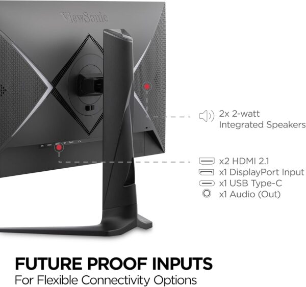 ViewSonic XG2736-2K 27 Inch 1440p 0.5ms 240Hz IPS Gaming Monitor with FreeSync Premium, RGB Lighting, Advanced Ergonomics, HDMI 2.1, DP and 65W USB-C - Image 8