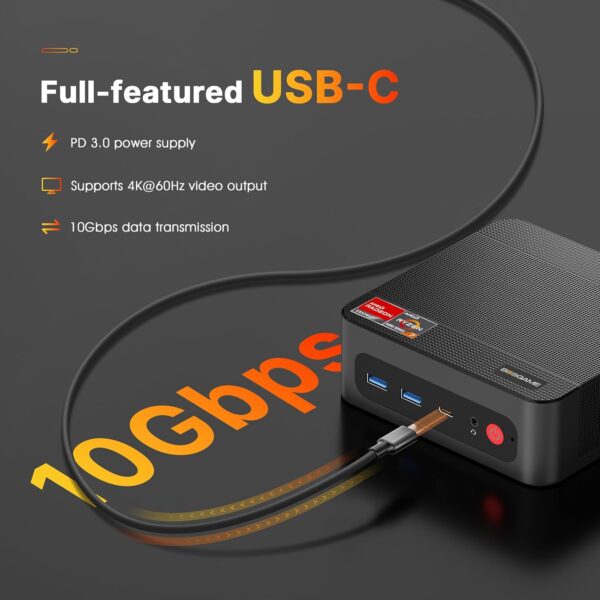 P4 Mini PC, AMD Ryzen 7 5700U, 32GB DDR4 RAM 1TB PCIe 3.0 SSD,Small Gaming Computer Supports 4K Triple Display,Dual LAN 2.5GbE,WiFi6E,BT5.2 - Image 8