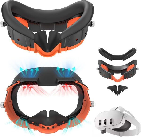 Rechale Face Cover Pad and Facial Interface Compatible with Meta Oculus Quest 3 Accessories, Replaceable Upgraded Sweat-Proof PU Leather Pad, Air-Circulation Design Face Cover Accessorie for Quest 3 - Image 2