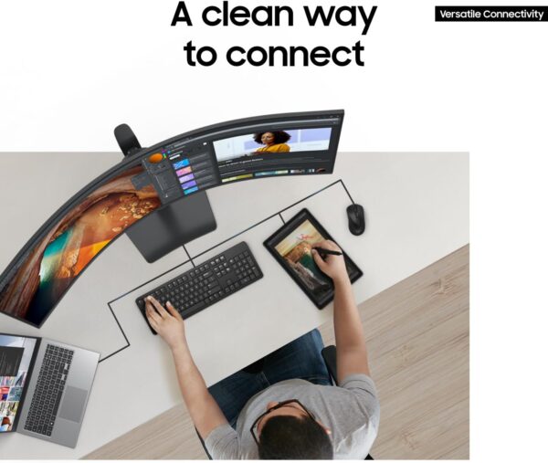 Samsung 49” Business Curved Ultrawide Dual QHD Computer Monitor, USB-C, DisplayPort, HDMI, 120Hz, VESA DisplayHDR 400, Built-in Speakers, Height Adjustable Stand, Eye Care, LS49C954UANXZA, 2024 - Image 5