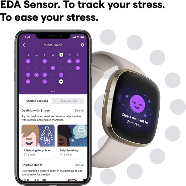 Fitbit - Sense Advanced Health Smartwatch - Soft Gold (Renewed) - Image 5