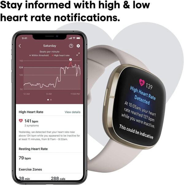 Fitbit - Sense Advanced Health Smartwatch - Soft Gold (Renewed) - Image 7