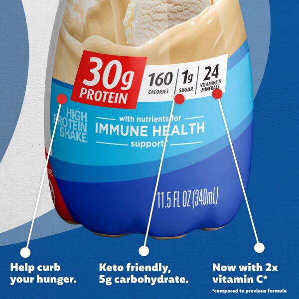 Premier Protein Shake, Vanilla, 30g Protein, 1g Sugar, 24 Vitamins & Minerals, Nutrients to Support Immune Health 11.5 fl oz, 12 Pack - Image 5