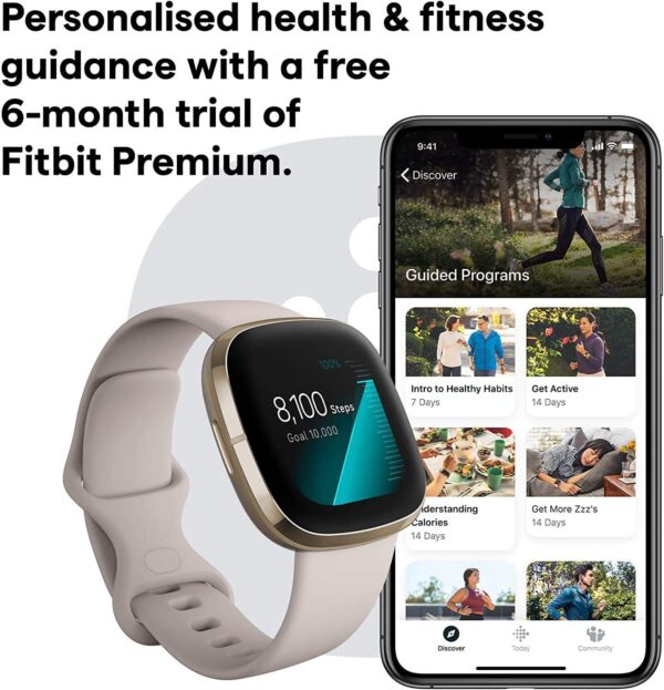 Fitbit - Sense Advanced Health Smartwatch - Soft Gold (Renewed) - Image 8