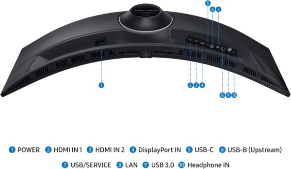 Samsung 49” Business Curved Ultrawide Dual QHD Computer Monitor, USB-C, DisplayPort, HDMI, 120Hz, VESA DisplayHDR 400, Built-in Speakers, Height Adjustable Stand, Eye Care, LS49C954UANXZA, 2024 - Image 7