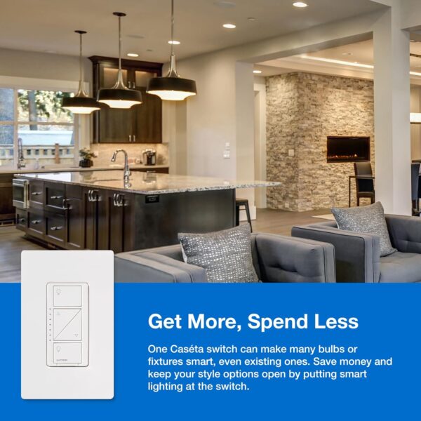 Lutron Caseta Original Smart Dimmer Switch Kit, 2 Dimmer Switches, 2 Wall Plates, 2 Pico Remotes, and Smart Hub, Works with Alexa, Apple Home, Google Home, 3 Way, 150W, No Neutral, P-BDG-PKG2W-A - Image 3