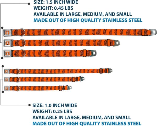 Buckle-Down Seatbelt Buckle Dog Collar - Tigger Stripes Orange/Black - 1" Wide - Fits 15-26" Neck - Large - Image 4