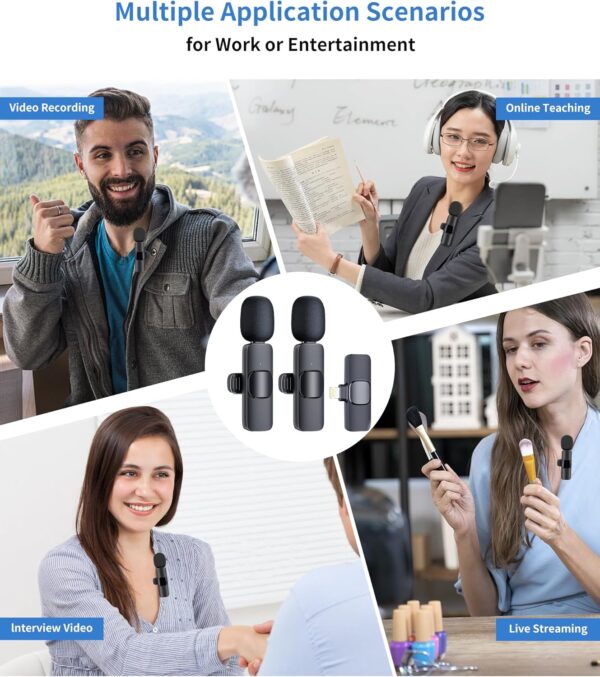 JOUNIVO 2 Pack Wireless Lavalier Microphone for iPhone, Mini Mic with Noise Cancellation for Interview Video Podcast Vlog YouTube - Image 6