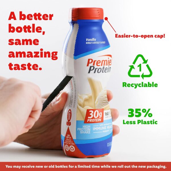 Premier Protein Shake, Vanilla, 30g Protein, 1g Sugar, 24 Vitamins & Minerals, Nutrients to Support Immune Health 11.5 fl oz, 12 Pack - Image 3