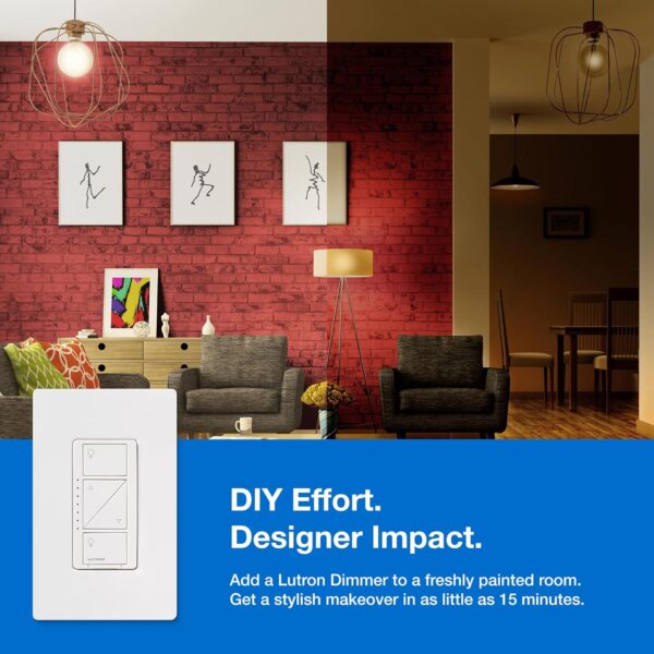Lutron Caseta Original Smart Dimmer Switch Kit, 2 Dimmer Switches, 2 Wall Plates, 2 Pico Remotes, and Smart Hub, Works with Alexa, Apple Home, Google Home, 3 Way, 150W, No Neutral, P-BDG-PKG2W-A - Image 10