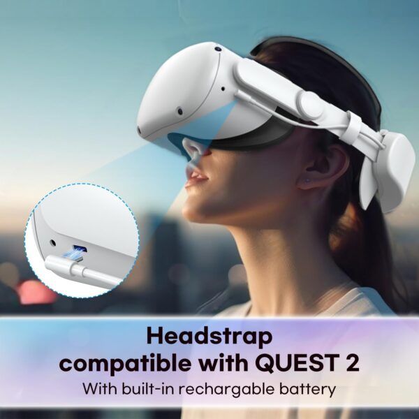Head Strap Compatible with Oculus Quest 2,Meta Quest 2 Accessories Adjustable Elite Strap Replacement for Enhanced Comfort Support and Gaming Immersion in VR (6,000mAh Battery) - Image 3