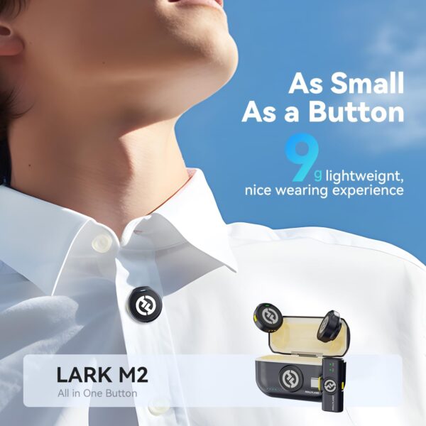 Hollyland Lark M2 Wireless Lavalier Microphone for iPhone 15/15 pro/15pro max/Android, Hi-Fi Audio, Mini Mic, 300m Los Range, Noise Cancellation, 30H Duration for Vlog Youtuber-Black - Image 3