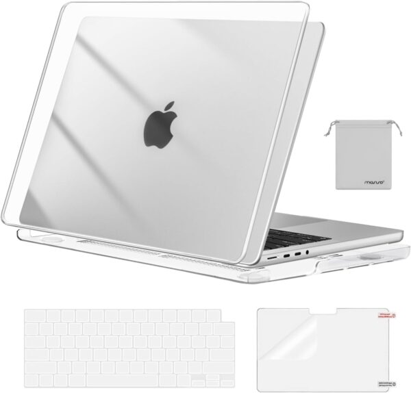 MOSISO Compatible with MacBook Pro 14 inch Case 2025 2024 2023 2022 2021 M4 M3 M2 M1 A3112 A3185 A3401 A2918 A2992 A2779 A2442, Plastic Hard Shell&Keyboard Cover&Screen Film&Pouch, Transparent - Image 2