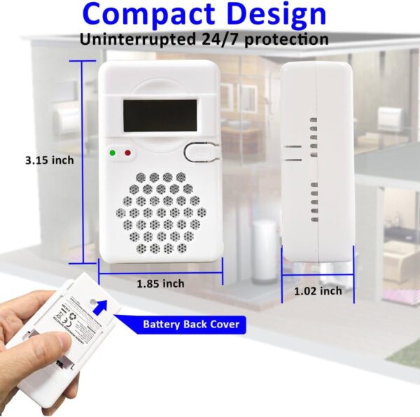Carbon Monoxide Detector Alarm with Digital LCD Display, CO Detector Alarm with Replaceable Battery,Test-Reset Button, Low Battery Indicator, Portable,complies with UL2034(Batteries NOT Included) - Image 3