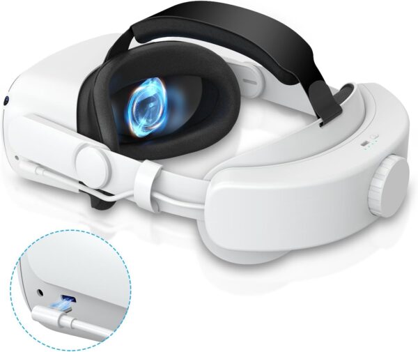 Head Strap Compatible with Oculus Quest 2,Meta Quest 2 Accessories Adjustable Elite Strap Replacement for Enhanced Comfort Support and Gaming Immersion in VR (6,000mAh Battery) - Image 2