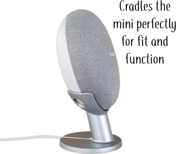 Mount Genie Pedestal for Nest Mini (2nd Gen) and Google Home Mini (1st Gen) | Improves Sound and Appearance | Cleanest Mount Holder Stand for Mini (Silver) - Image 6