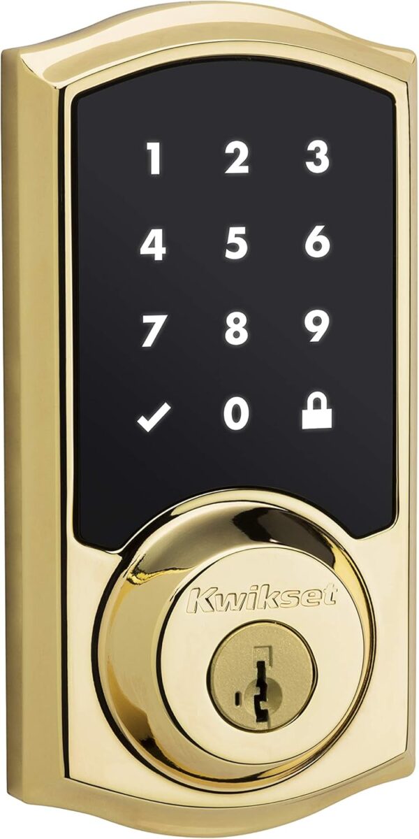 Kwikset 916 Keyless Entry Touchscreen SmartCode Electronic Deadbolt Smart Lock featuring SmartKey Security and ZigBee 3.0 Technology in Traditional Polished Brass, Zigbee Hub sold seperately - Image 3