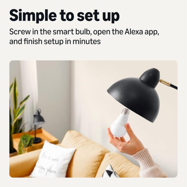 Amazon Basics Smart Indoor LED Light Bulb, Sunset-to-Midnight Activated, Works with Alexa Only, Tunable White, 7.5 W, 1-Pack - Image 7