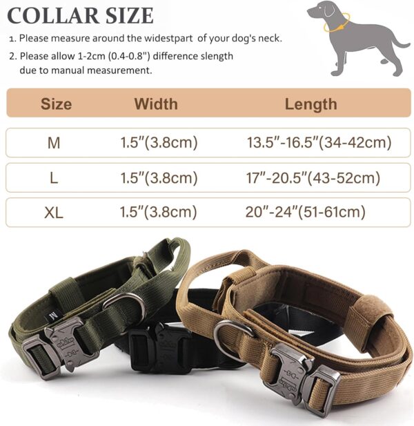 Tactical Dog Collar, Adjustable Military Training Nylon Dog Collar with Control Handle and Heavy Quick-Release Metal Buckle for Small Medium Large Dogs, Black M - Image 6