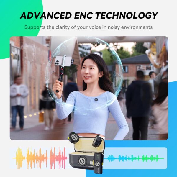 Hollyland Lark M2 Wireless Lavalier Microphone for iPhone 15/15 pro/15pro max/Android, Hi-Fi Audio, Mini Mic, 300m Los Range, Noise Cancellation, 30H Duration for Vlog Youtuber-Black - Image 6