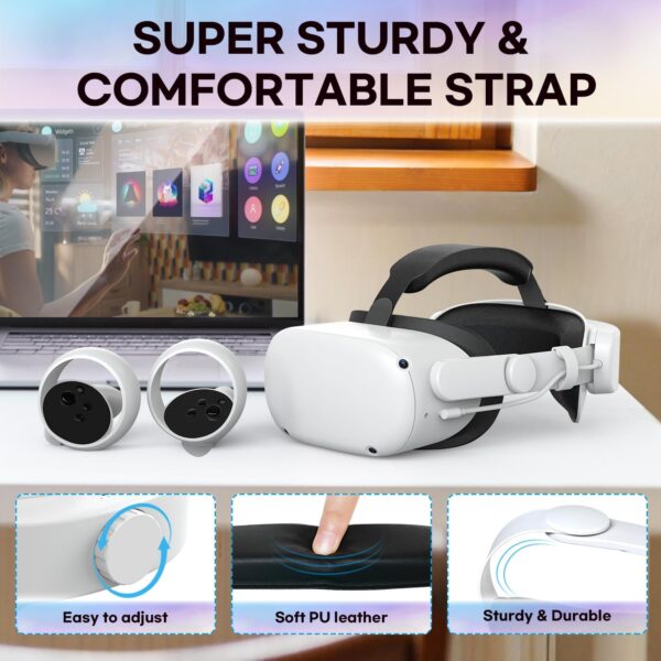 Head Strap Compatible with Oculus Quest 2,Meta Quest 2 Accessories Adjustable Elite Strap Replacement for Enhanced Comfort Support and Gaming Immersion in VR (6,000mAh Battery) - Image 5