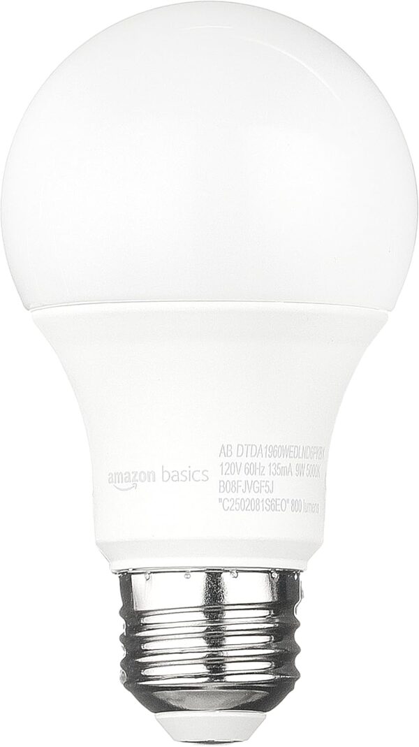 Amazon Basics A19 Dusk to Dawn Sensor LED Outdoor Light Bulb, 60W Equivalent, Energy-Efficient 9W, Daylight White, 2700K, E26 Base, 10,000 Hours, 6 Count (Pack of 1) - Image 3