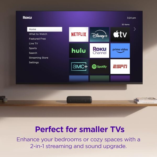 Roku Streambar SE | 2-in-1 TV Soundbar with Built-in 4K/HD/HDR Streaming, Premium Speakers, & Enhanced Speech Clarity for Crisp, Clear Dialogue - Quick Guided Simple Setup - Image 8
