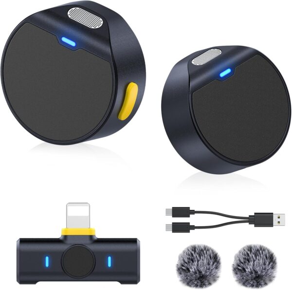 Wireless Lavalier Microphone for iPhone/iPad, mini Microphone with Noise Cancellation, Magnetic Backclip, 2 Pack Mini Mic for Content Creators, Vlogging, Youtubers, Influencers - Image 2