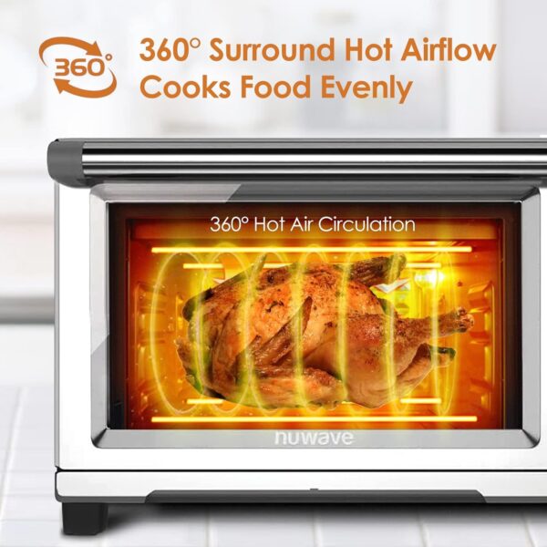 Nuwave Bravo XL Air Fryer Toaster Smart Oven, 12-in-1 Countertop Grill/Griddle Combo, 30-Qt XL Capacity, 50F-500F adjustable in precise 5F increments, Integrated Smart Thermometer, Linear T Technology - Image 4