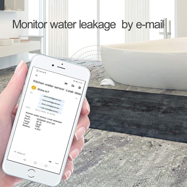 Wireless Water Leak Detector with Email,Wi-Fi Flood&Freeze Sensor, Smart Leak and Drip Alert,Loud Audible Alarm Alerts–No Need Install-Remote Waterproof Leak Sensor for Home, Basement 1 Pack - Image 3