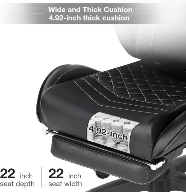 Blue Whale Gaming Chair for Adults, Ergonomic Gaming Chair with Footrest and Adjustable Armrest, High Back Comfortable Computer Gaming Chairs with Massage Lumbar Support - Image 4