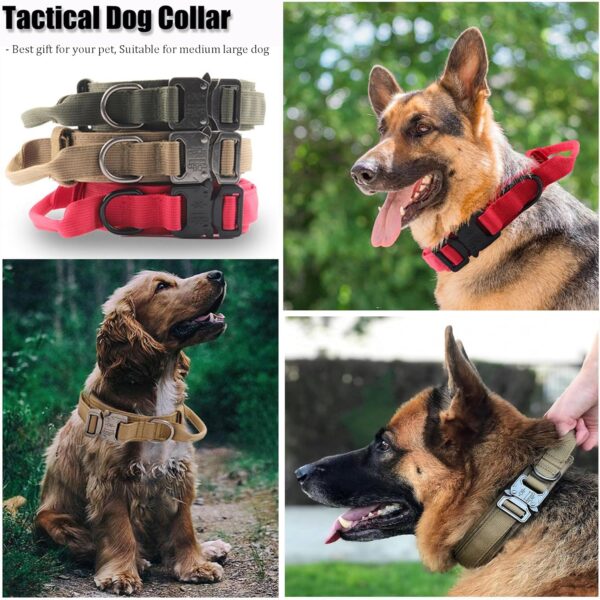 Tactical Dog Collar, Adjustable Military Training Nylon Dog Collar with Control Handle and Heavy Quick-Release Metal Buckle for Small Medium Large Dogs, Black M - Image 8