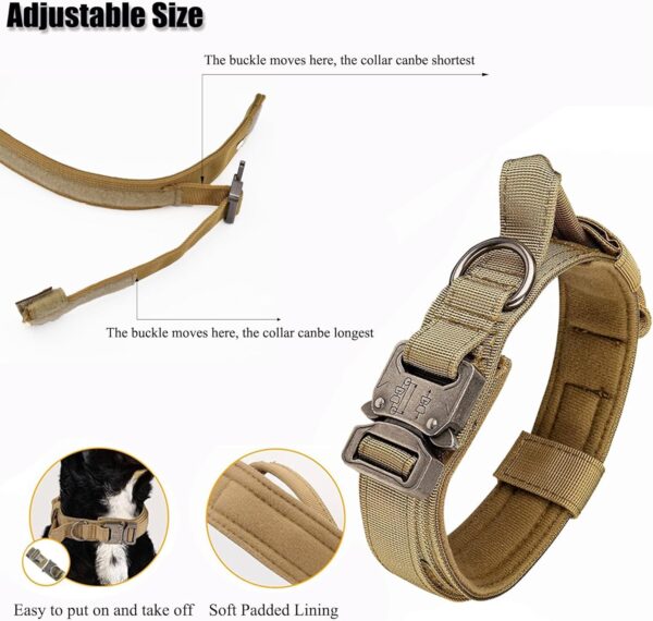 Tactical Dog Collar, Adjustable Military Training Nylon Dog Collar with Control Handle and Heavy Quick-Release Metal Buckle for Small Medium Large Dogs, Black M - Image 7